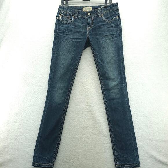 Mek Dnm Jeans Mazatlan Cigarette Womens Jeans 29x34 Dark Embroidered Stretch - Picture 1 of 15